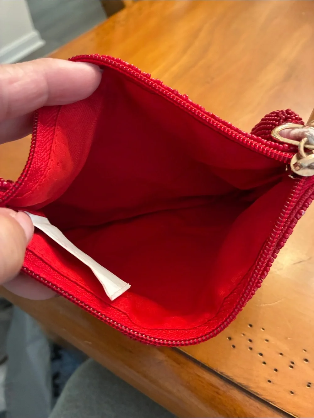 Unlisted Red Beaded Heart Wristlet with Pink & White Hearts